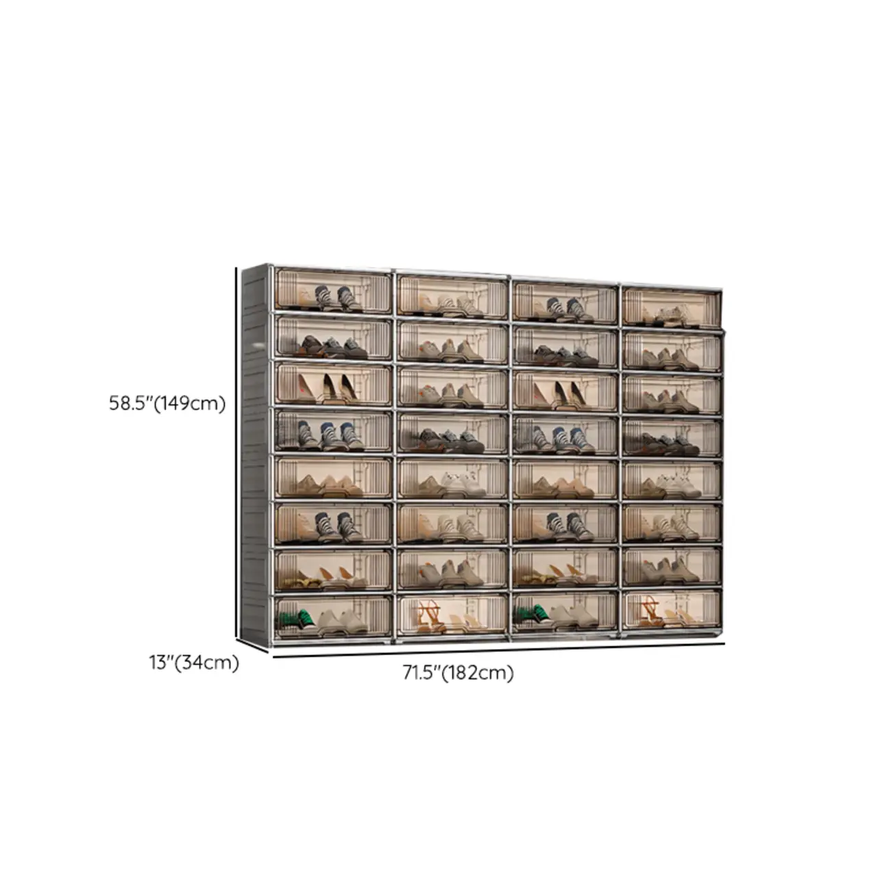 Durable Flip-up Glam Plastic Clear Shoe Boxes Stackable