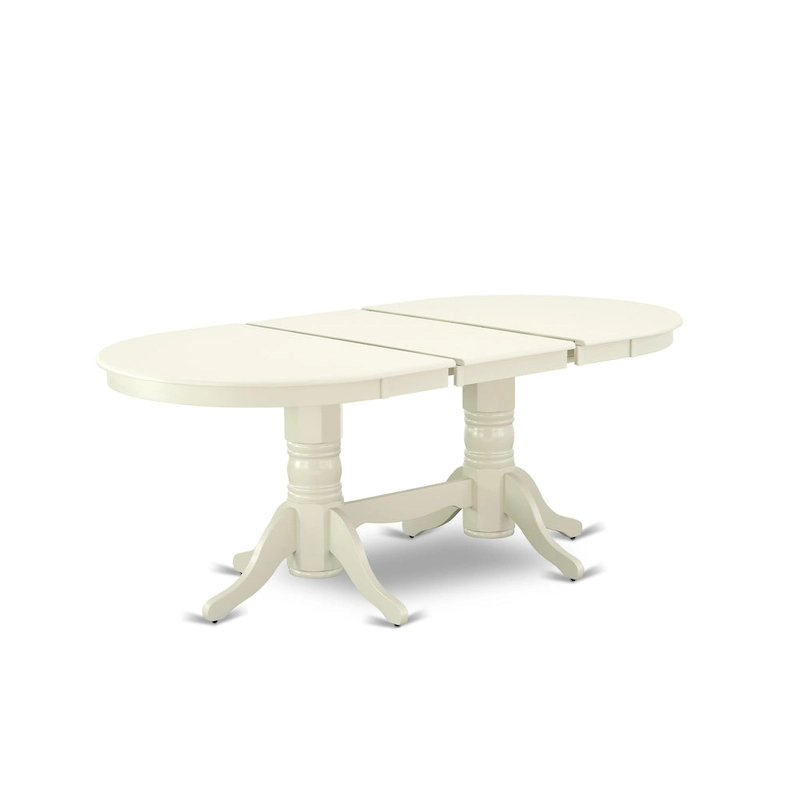 East West Furniture Dining Set- an Oval Dining Table and Wood Seat Chairs, Linen White(Pieces Options)