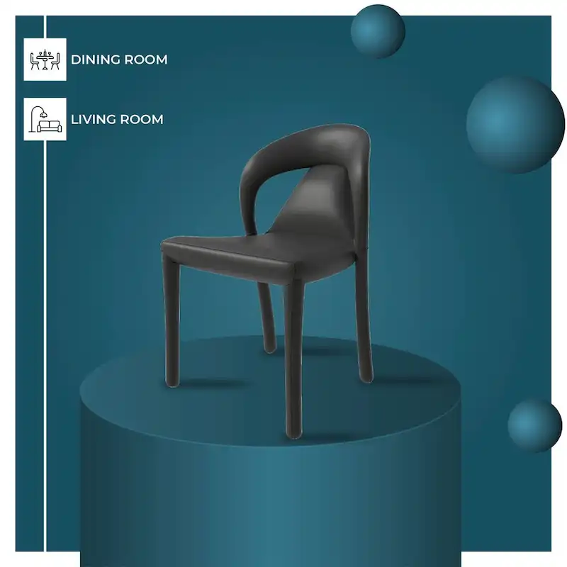 Solace Modern Dining Chair in Upholstered Leather with Steel Frame & Legs by LeisureMod