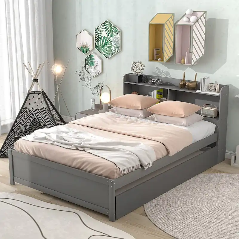 Full Bed with Trundle,Bookcase