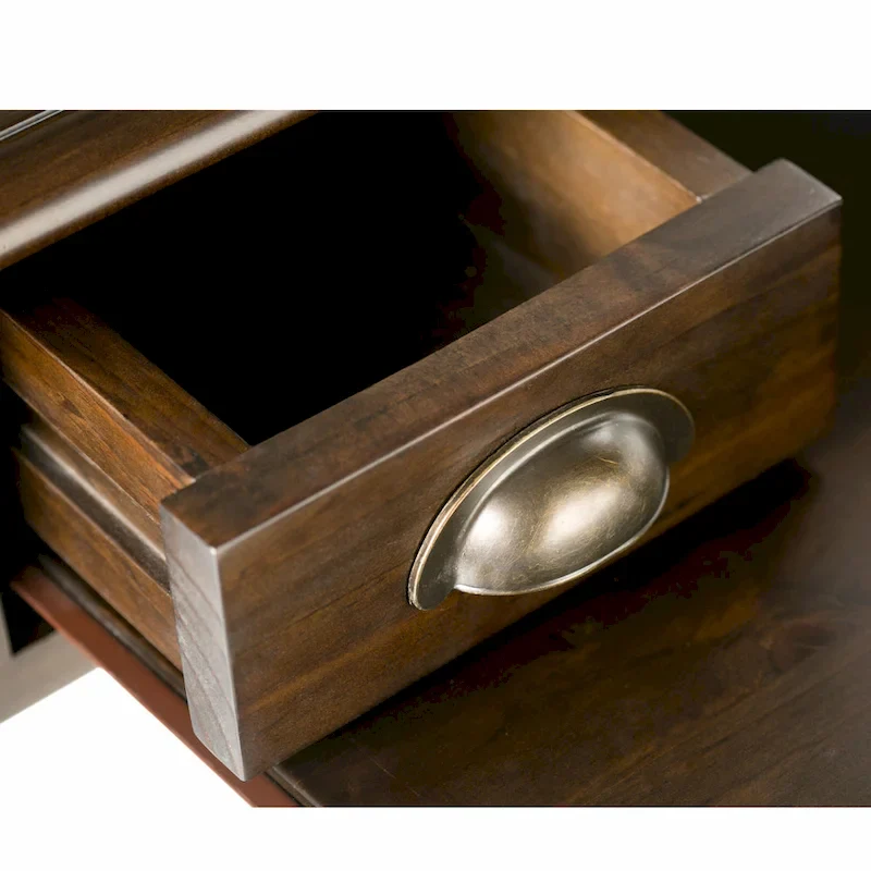 42-Inch Solid Wood Office Desk (Transitional Style, Mahogany Brown)