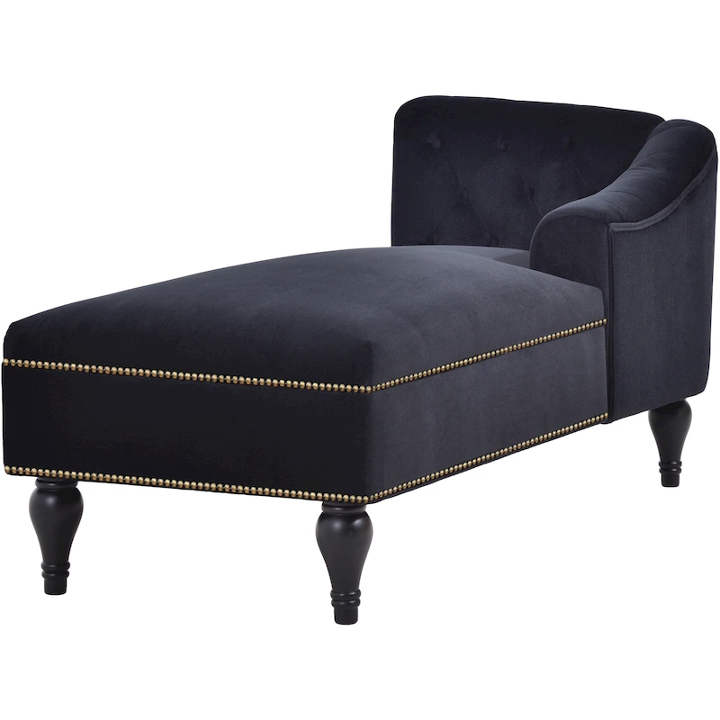 Button Tufted Velvet Chaise Lounge Chair