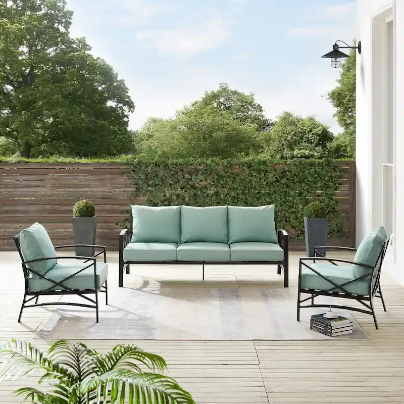 Crosley Kaplan 3Pc Outdoor Sofa Set - 147 W x 68.5 D x 32 H