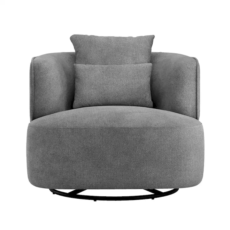LUE BONA 2 Set Swivel Accent Armchair Fabric Blend, Modern Barrel Living Room Sofa Chair - 32.7  W x 32.7  D x 26.8  H