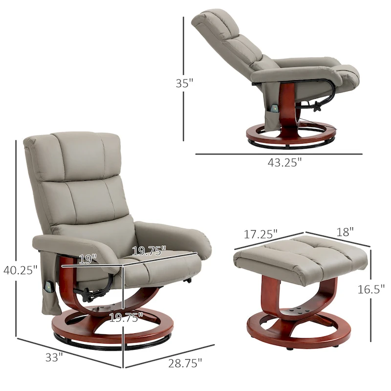 HOMCOM Recliner Chair with Ottoman, Electric Faux Leather Recliner