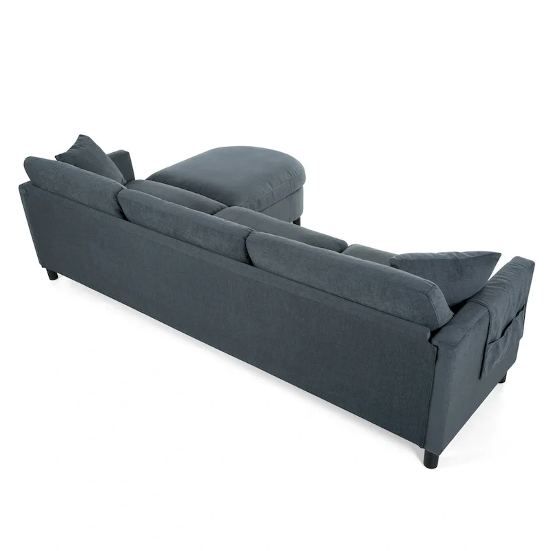 107.87 Removable Cushion 4-Seat Sectional Sofa with Movable Ottoman