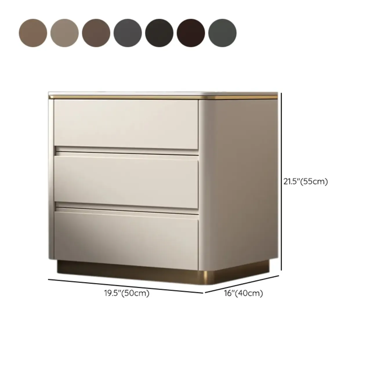 Modern Faux Marble Top Wood 3-Drawer Nightstand