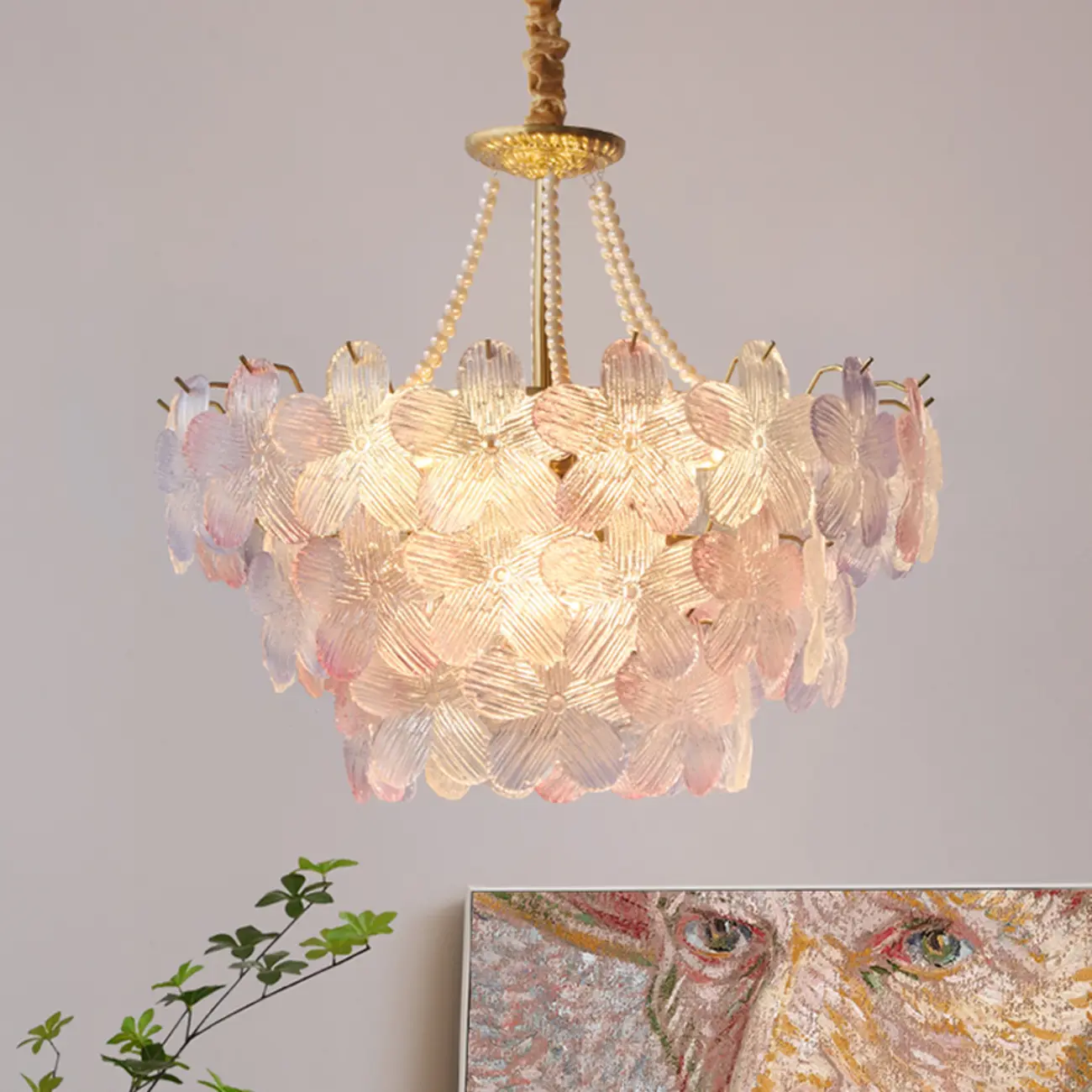 Modern Tier Round Flower Crystal Chandelier