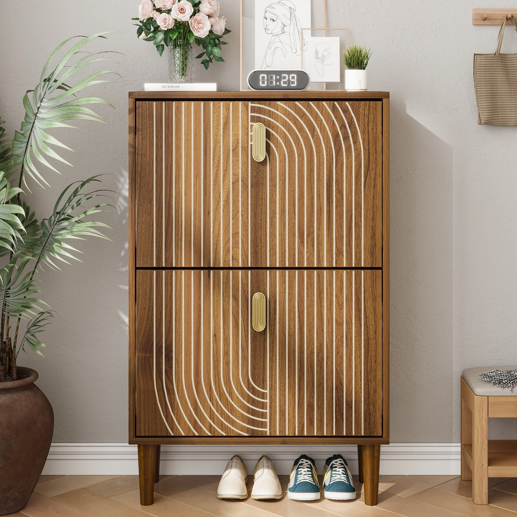 Walker Edison | Modern Minimalist Shoe Storage Cabinet