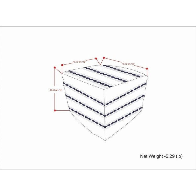 WYNDENHALL Anika Square Woven Pouf in Navy and White Recycled PET Polyester