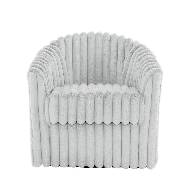 30.7W Faux Fur Upholstered Accent Chair Swivel Barrel Chair