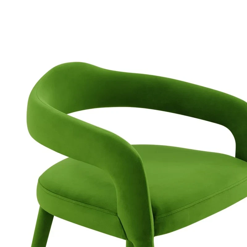 Green Velvet Dining Chair - Single Seater with Gold Legs