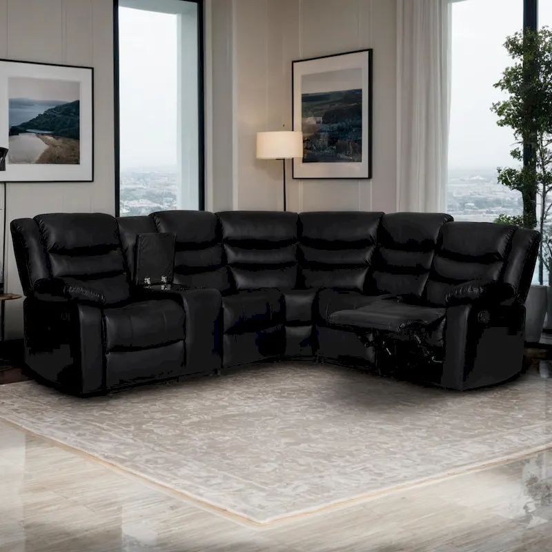 106 Manual Reclining Modular Sectional Couch with 1 Console & 2 Cup Holders, Living Room/Office
