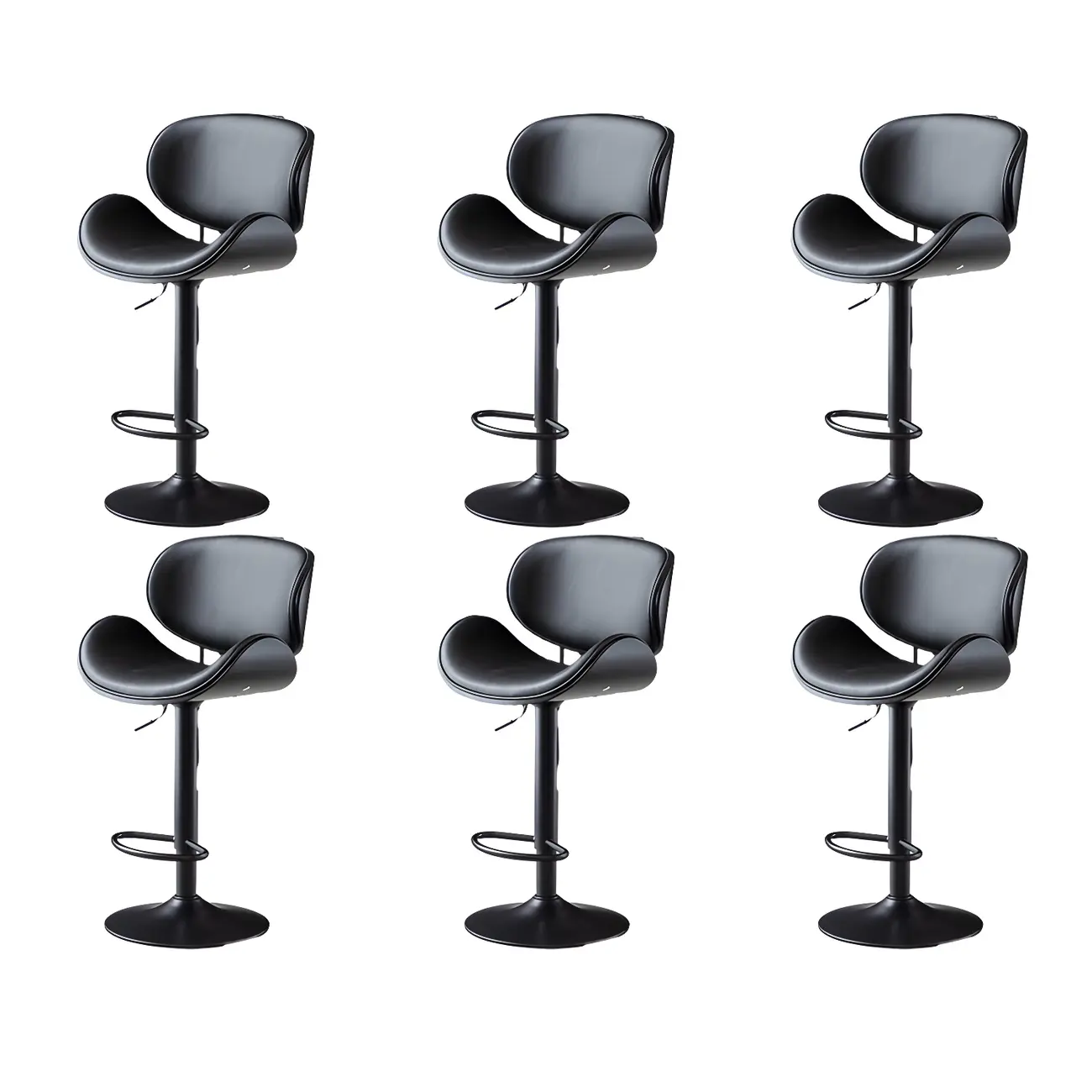 Arched Blackish Green Leather Swivel Adjustable Bar Stool