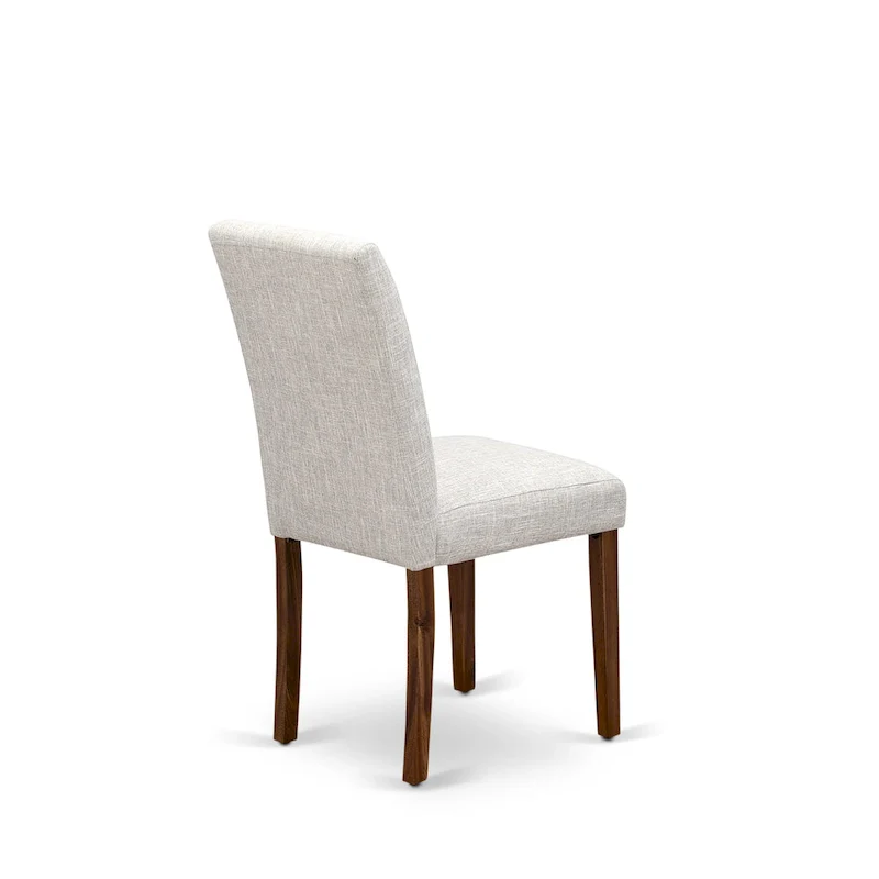 East West Furniture Dining Table Set- a Round Dining Table and Doeskin Parson Chairs, Antique Walnut (Pieces Option)