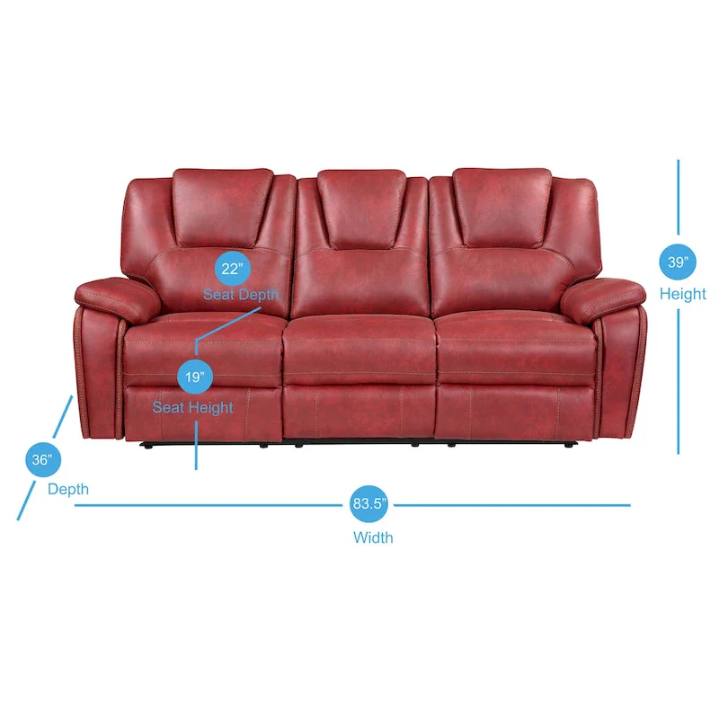 Steve Silver Kameryn Faux Leather Manual Reclining Sofa