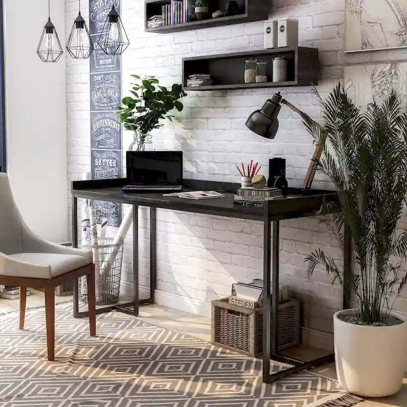 Magnus Industrial 59-inch Metal Computer Desk with USBs by