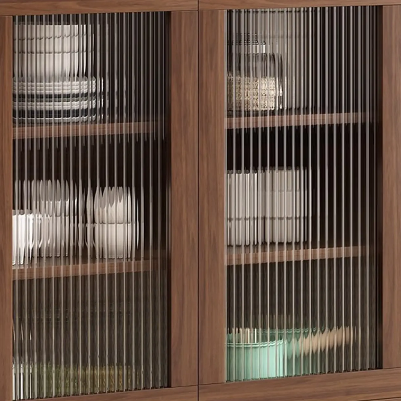 Modern Wood Sideboard with Glass Countertop