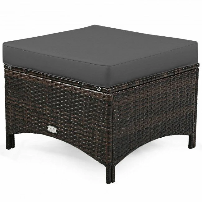 5 Pieces Patio Rattan Sofa Set with Cushion and Ottoman - 51 x 33.5 x 33 (L x W x H)