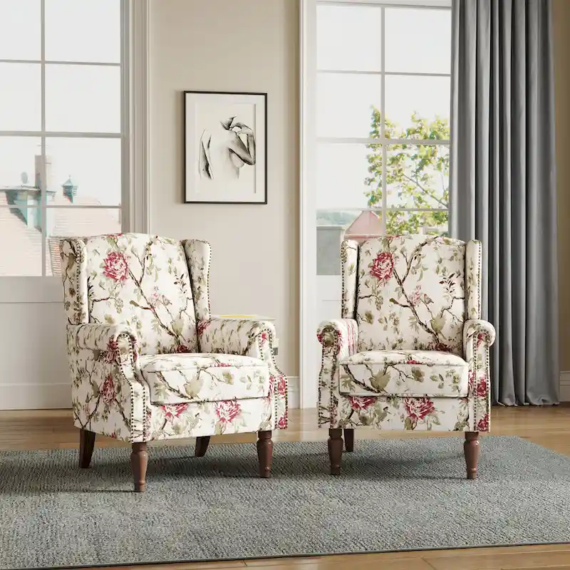 Traditional Nailhead Trim Armchair Accent Chairs Set of 2