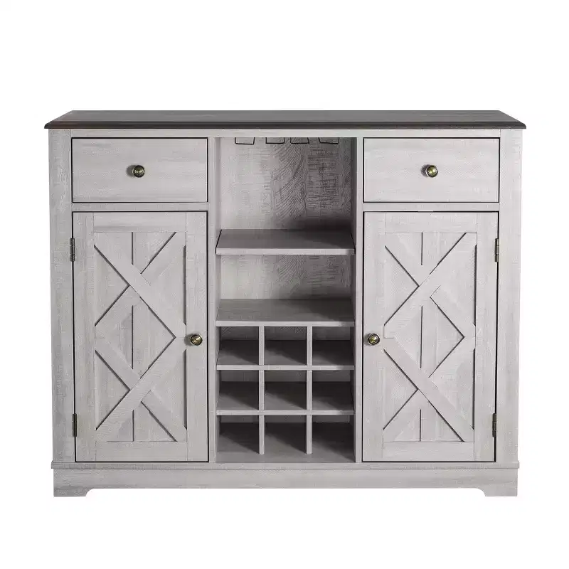 47" Wood Bar Cabinet with Brushed Nickel Knobs - Home Essentials