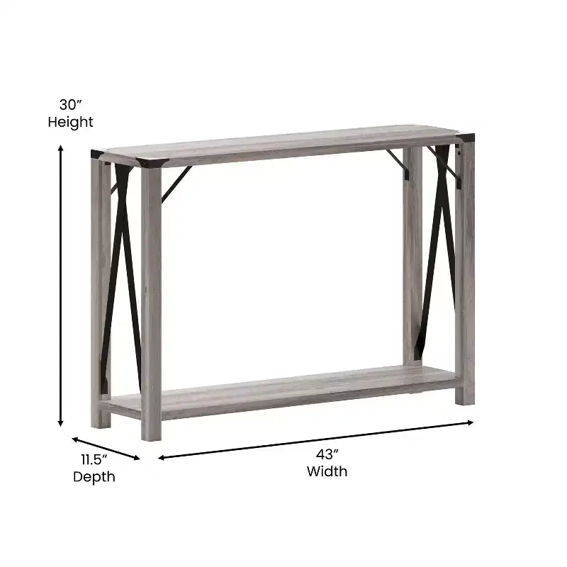 Engineered Wood Modern Farmhouse Entryway Console Table with Metal Accents