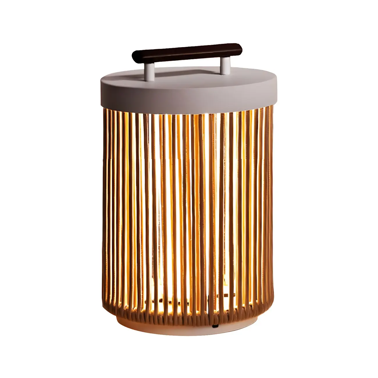Rattan Grid Metal Cylindrical Post Cap Light