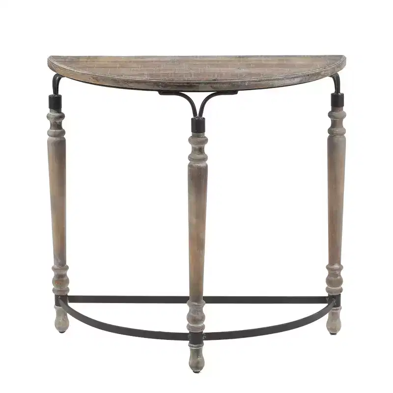 Brown Half Moon Console Table, 1-Piece