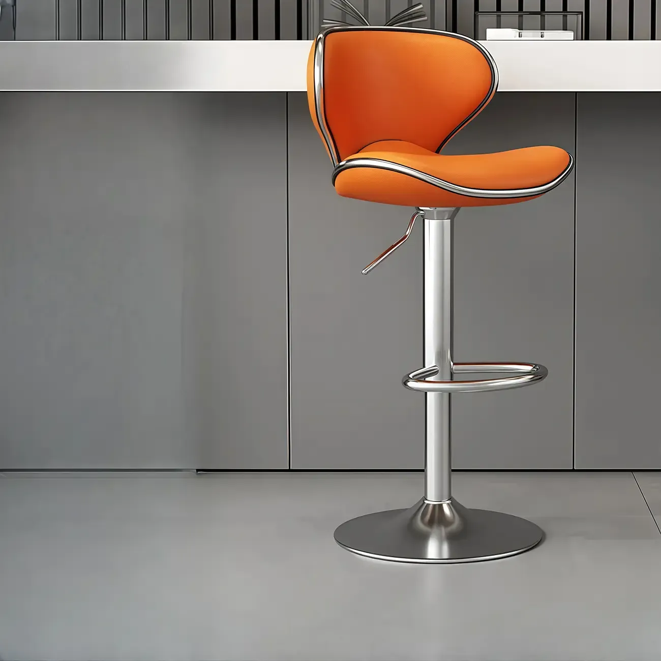 Leather Cushioned Saddle Swivel Adjustable Bar Stool