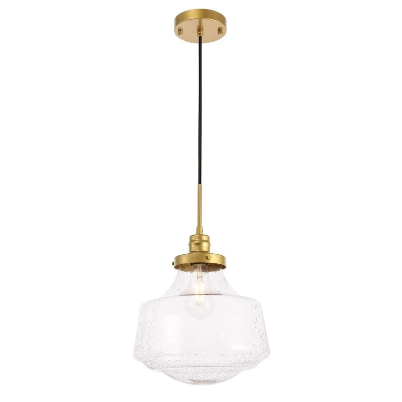 Klyli 11-inch 1-light Clear Seeded Glass Hanging Pendant
