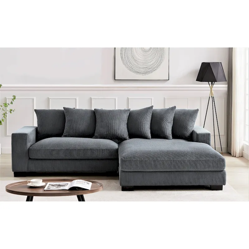 Us Pride Furniture Payan 102.4 Wide Corduroy L-Shape Sectional Sofa