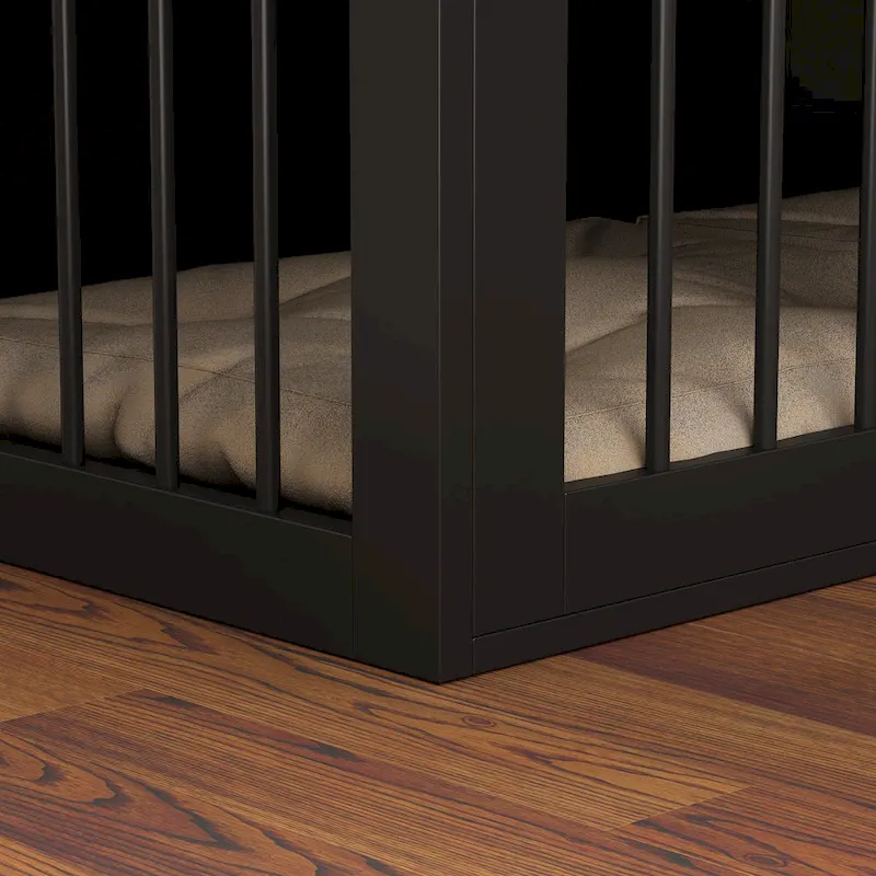 Chic Pet Haven: Luxe Wooden Dog Crate & Designer Home Bench - 47.2