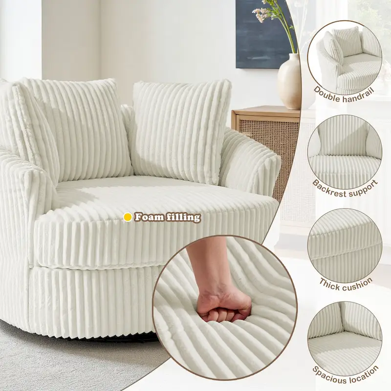 Swivel Tub Chair With Integrated Armrests And Removable, Washable Cover