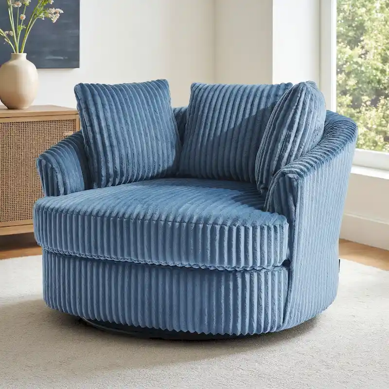 Swivel Tub Chair With Integrated Armrests And Removable, Washable Cover
