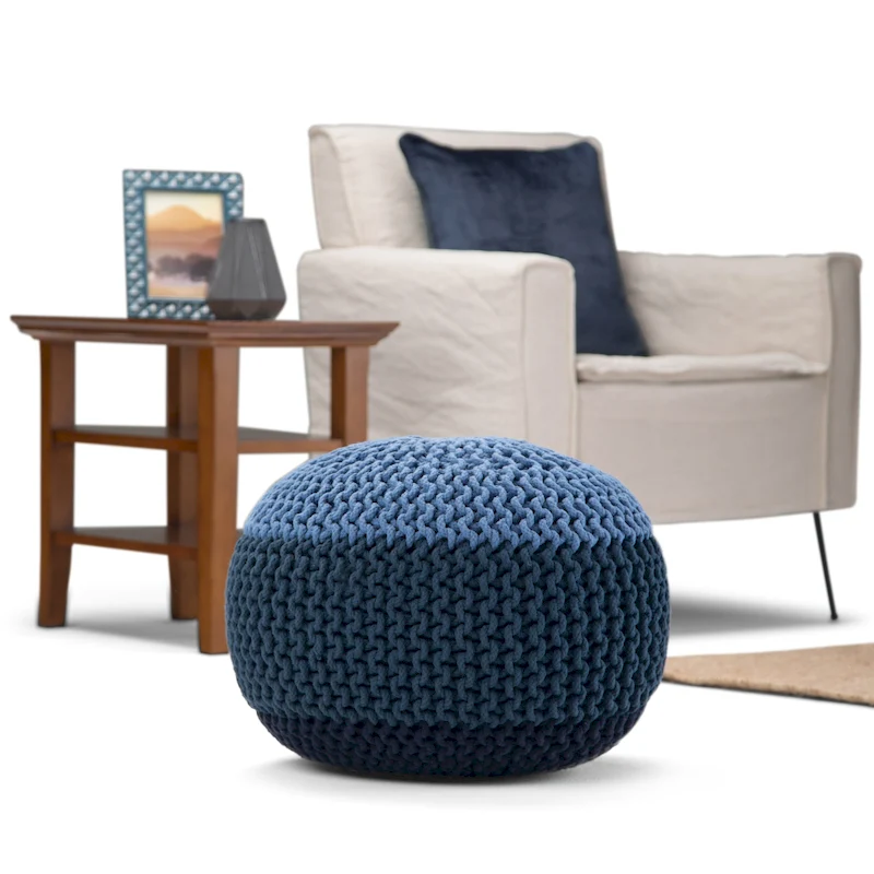 WYNDENHALL Rigby Boho Round Hand Knit Pouf