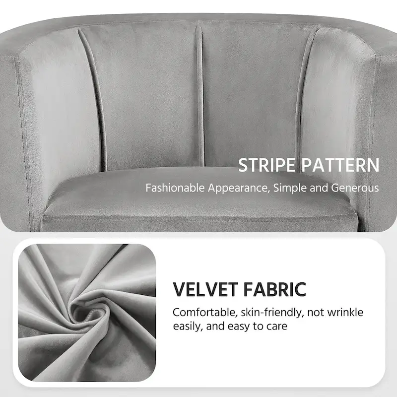 Yaheetech Modern Barrel-shaped Chair Upholstered Velvet Club Chair
