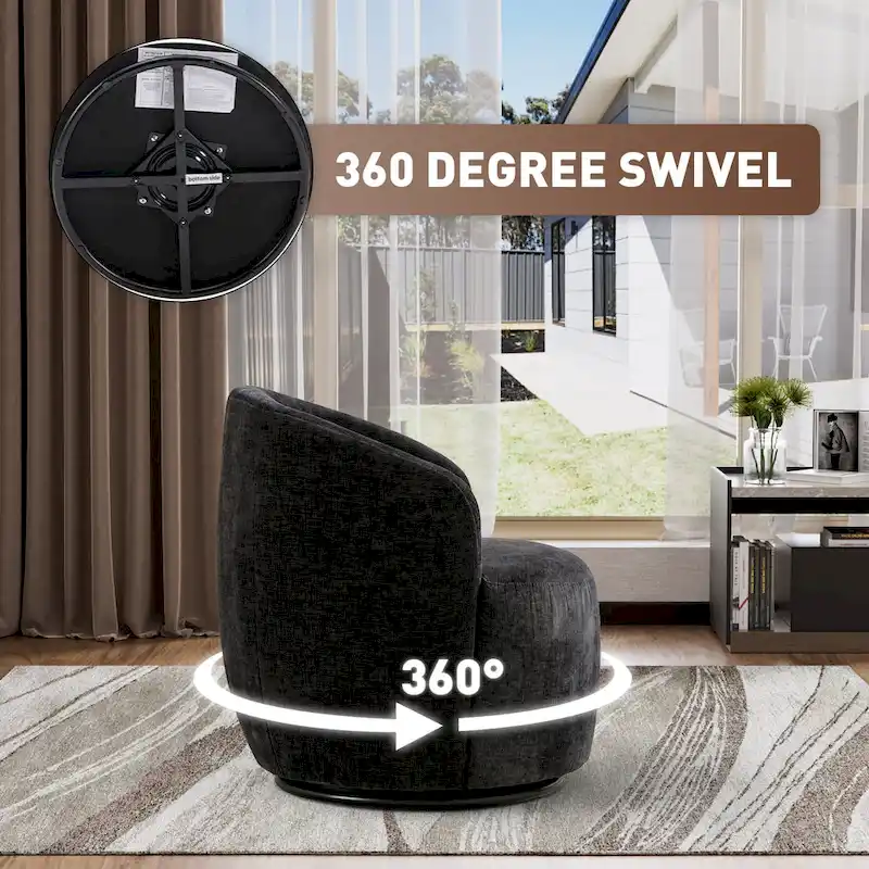 Ouyessir Accent Upholstered Round Velvet 360 Degree Swivel Sofa Chairs