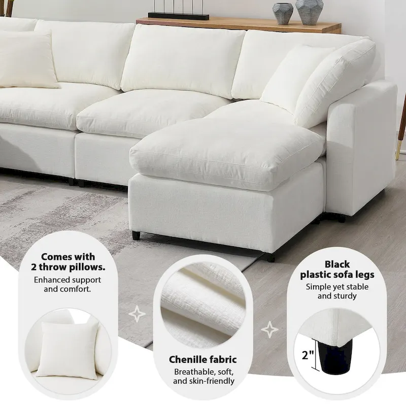 Modern Modular Cloud Sofa Bed with 6 Seat Sectional Couch Set