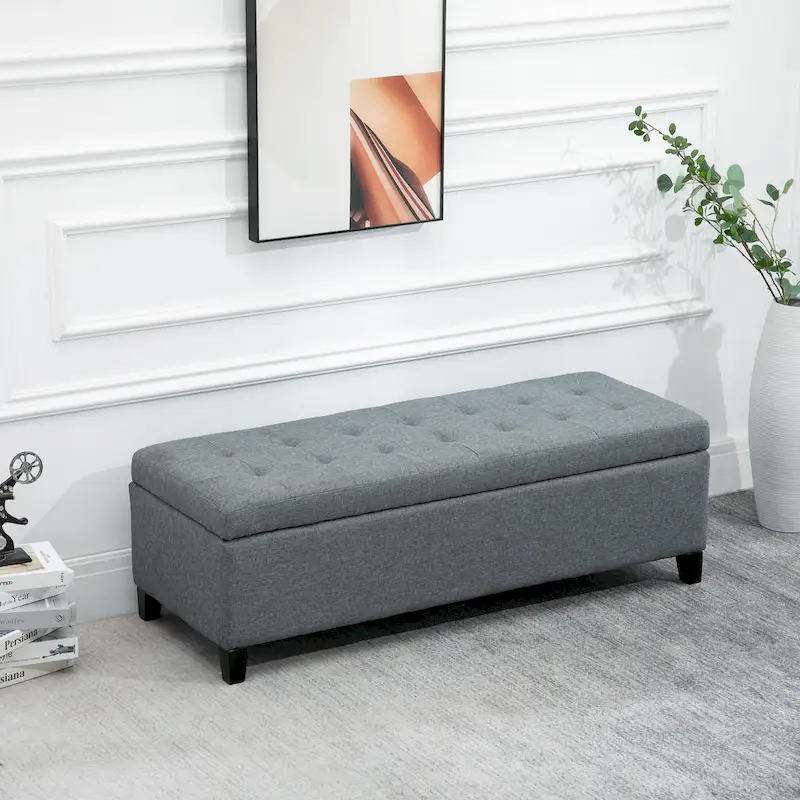 Porch & Den Holmden 51-inch Fabric Tufted Storage Ottoman Bench