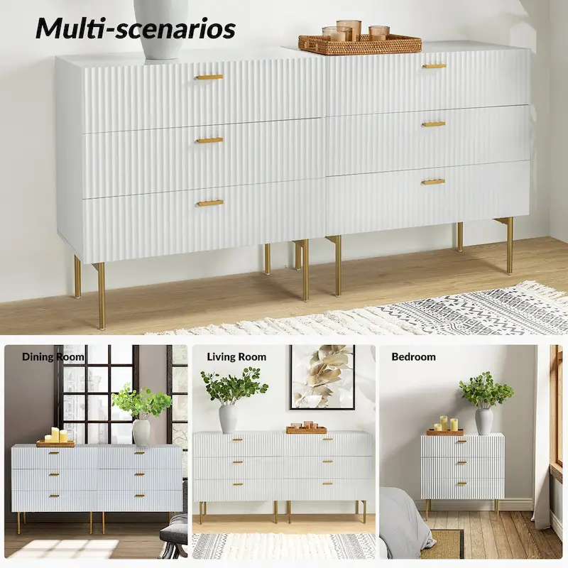 Gilb Modern 3-Drawer Dresser Nightstand with Metal Legs Set of 2 by HULALA HOME