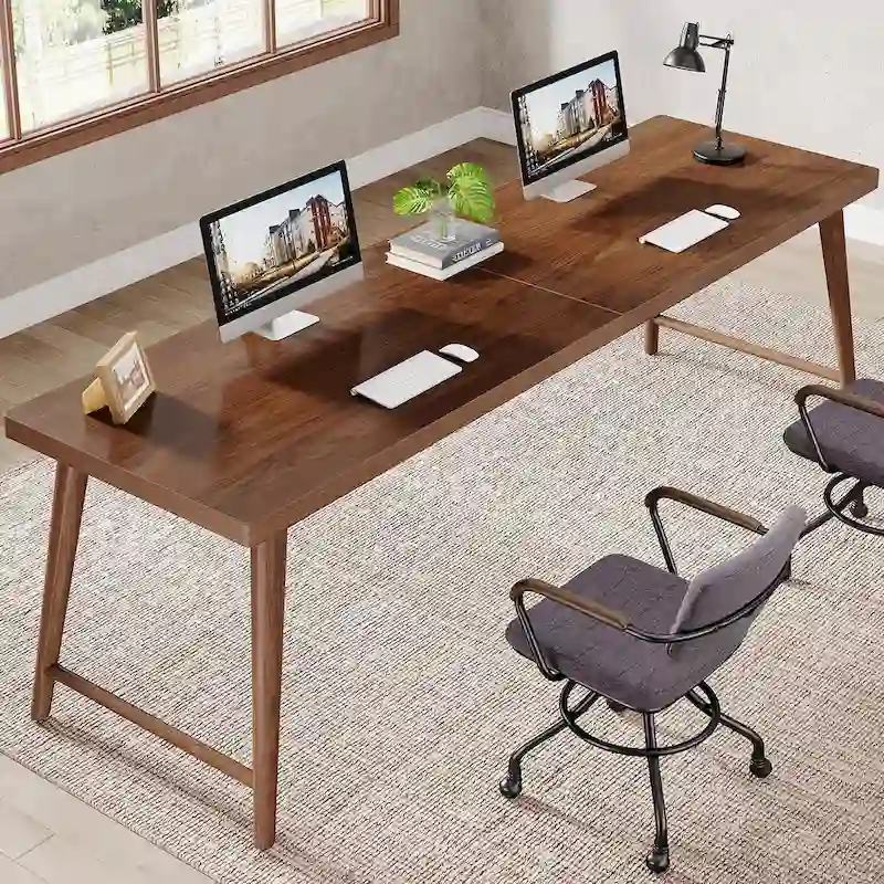 78.7 Extra Long 2-Person Wood Desk with Metal Legs