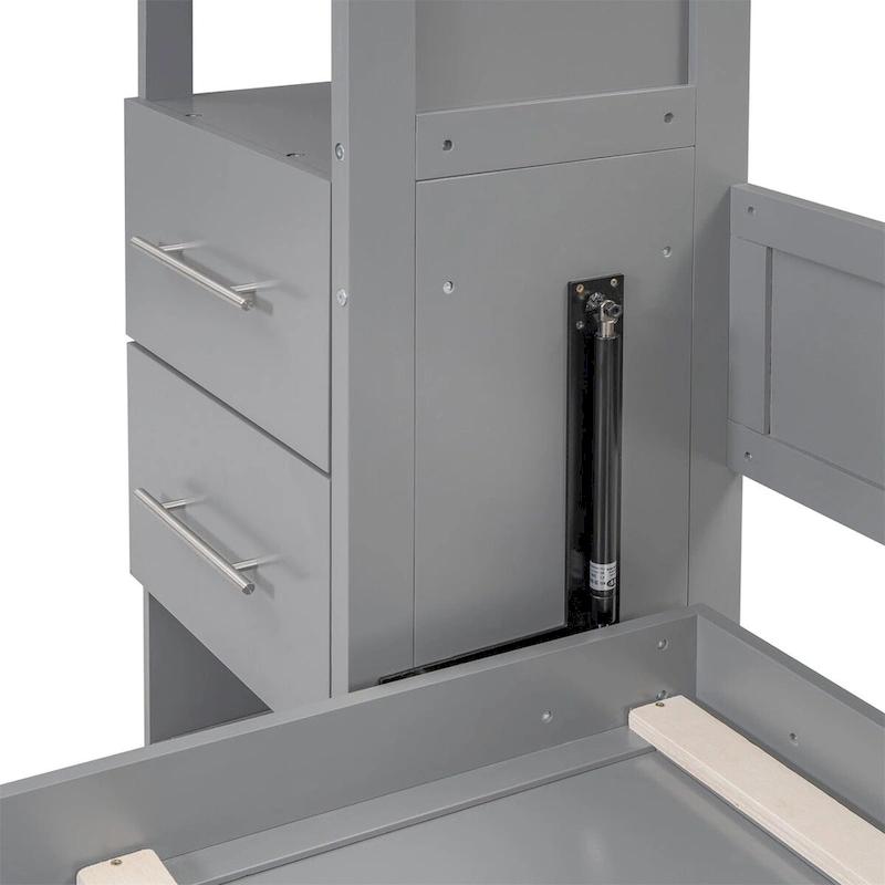 Merax Murphy Bed Wall Bed with Shelves, Drawers and LED Lights