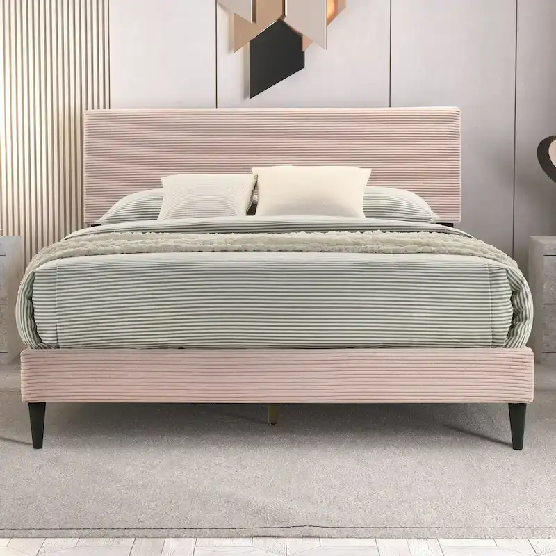 Bayson Wood Frame Queen Platform Bed With Headboard