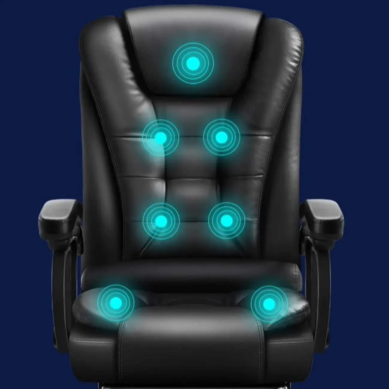 Ergonomic Black Leather Swivel Office Chair with Footrest