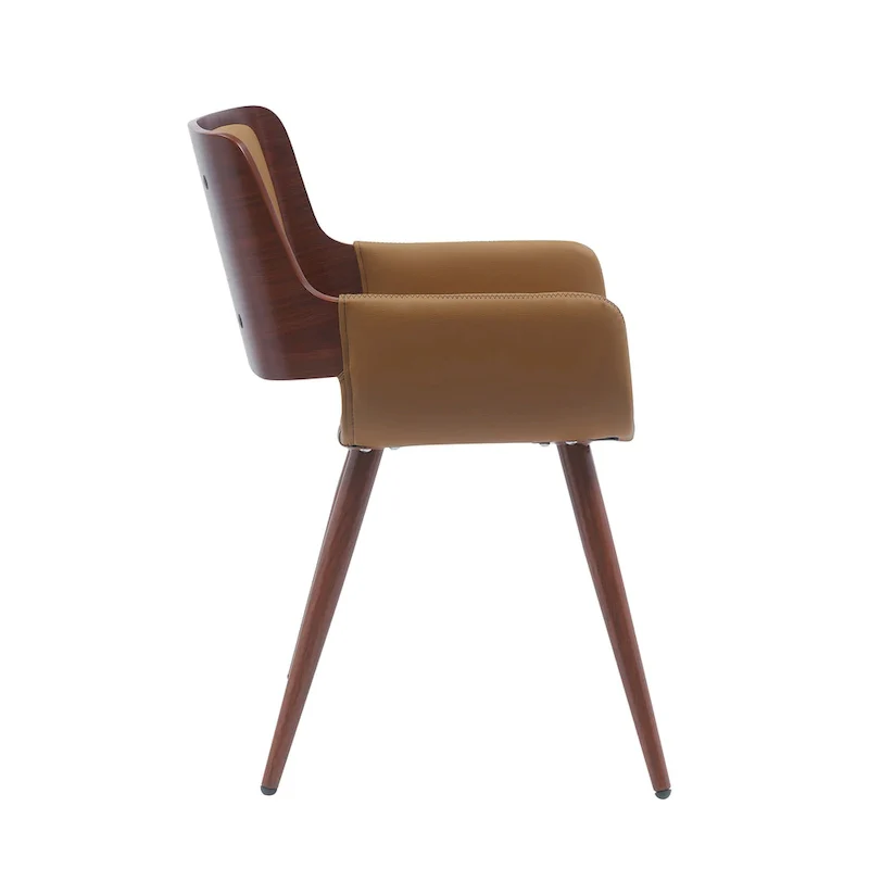 Faux Leather Mid-Century Dining Chair with Metal Legs