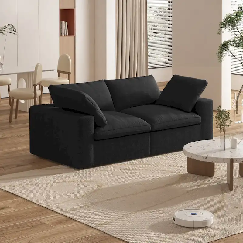 80   Linen Upholstered Loveseat Sofa Sectional Couch