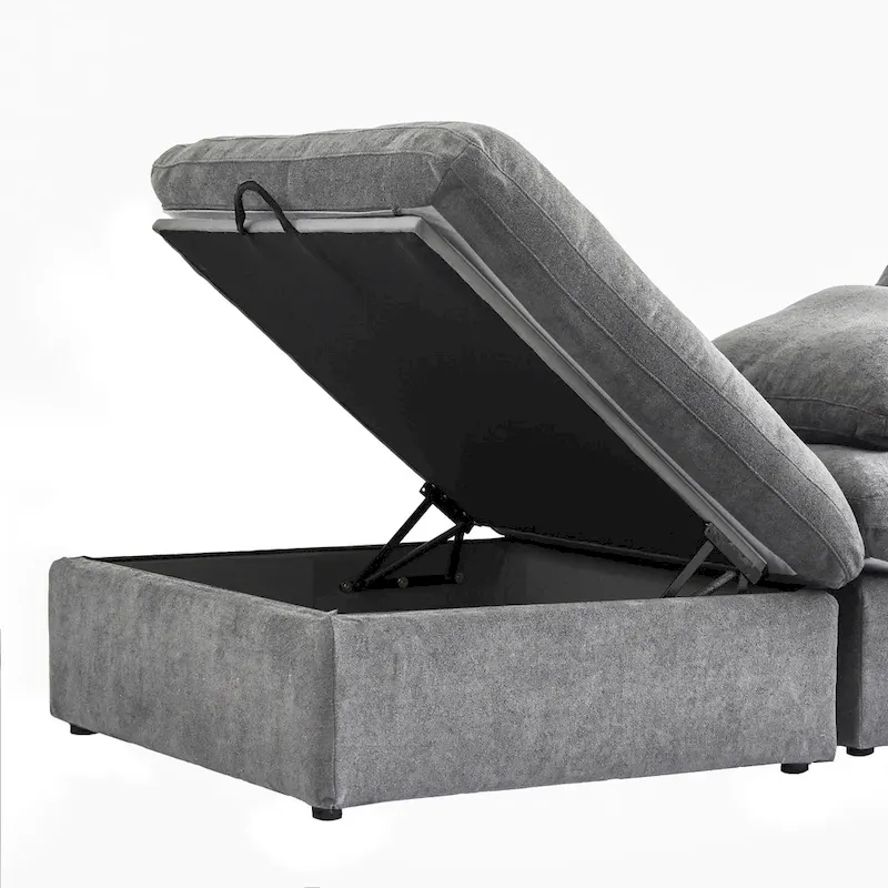 Large Modular Sectional Sofa Down Filled U-Shaped 4 Seater with 2 Ottoman