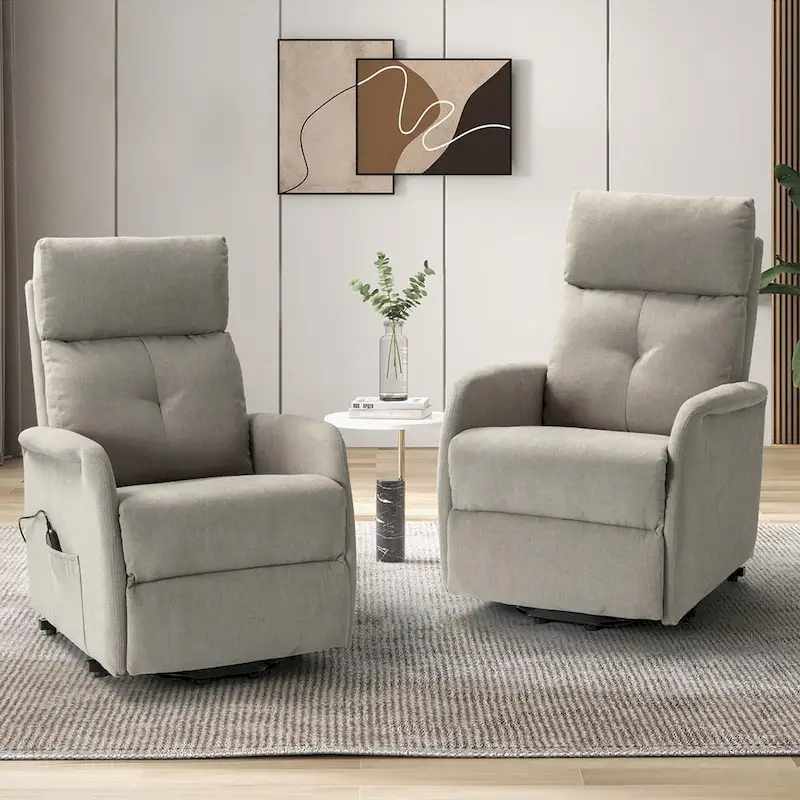 Elisa Power Remote Lift Assist Recliner Set Of 2 with Metal Base