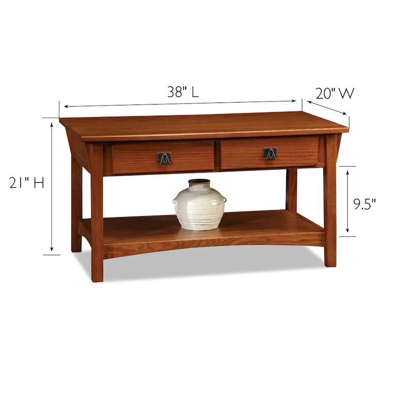 Leick Home Mission Two Drawer Coffee Table with Shelf