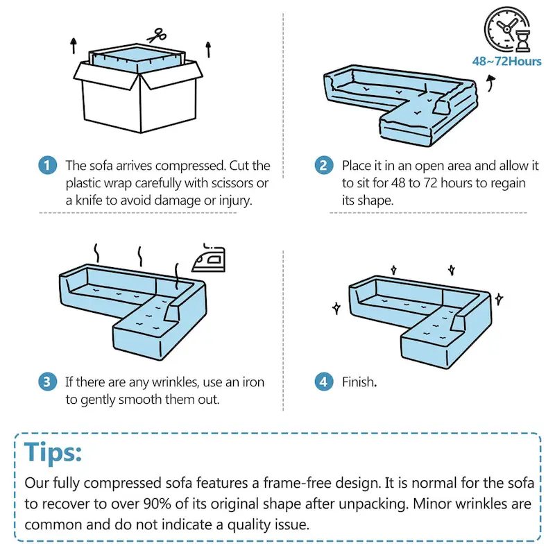 112.2 Chenille Modular L-Shaped Sofa Bed with Free Combination Design and No-Assembly Required